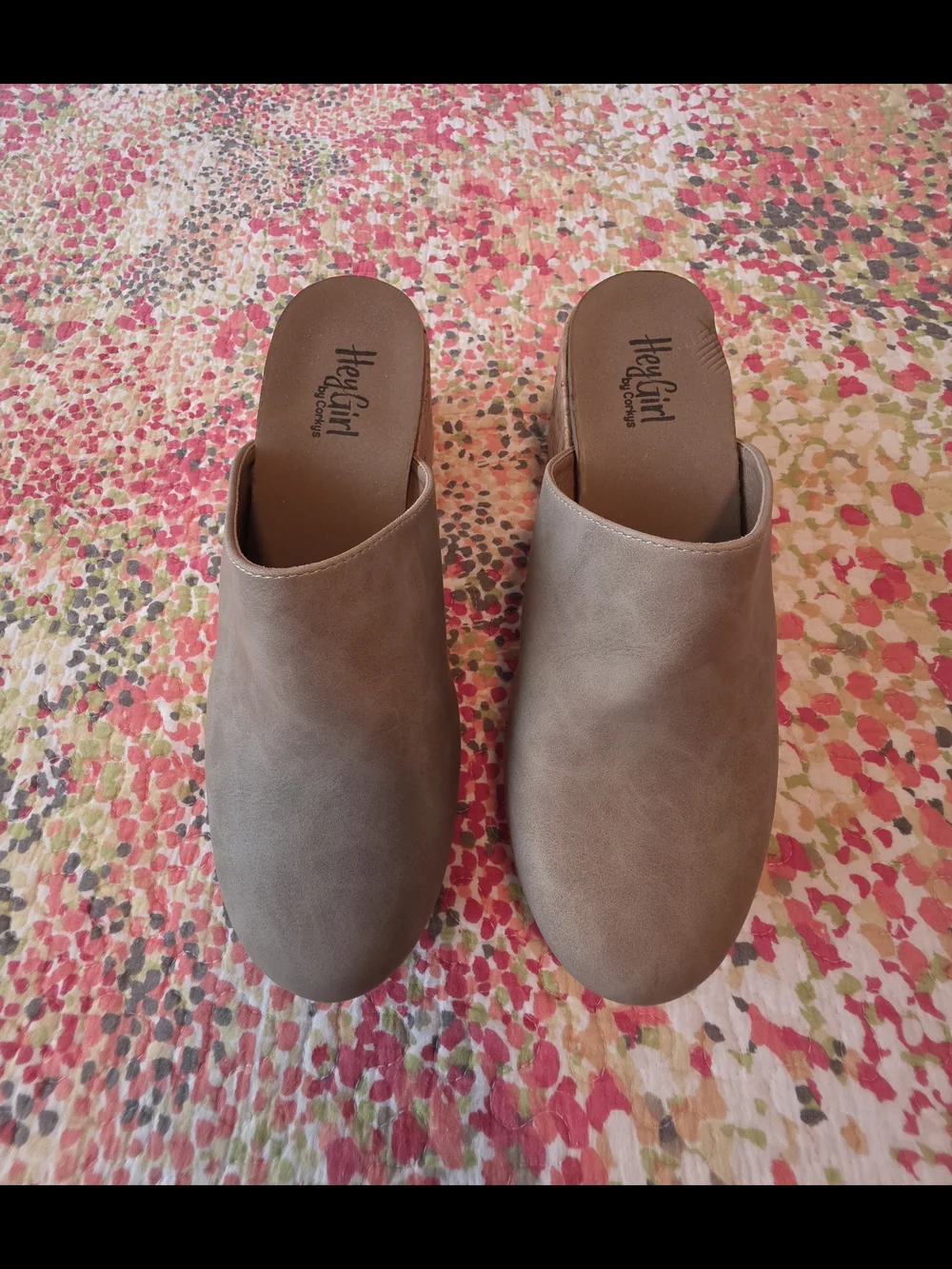 Hey Girl Taupe Slip-On Platform Mules